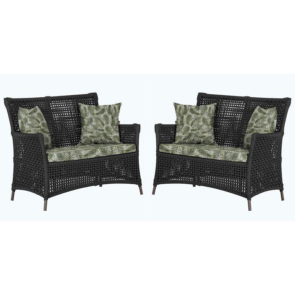 2 Sofás Área Externa Igapó Alumínio Marrom Corda Náutica E5 Preto - 1