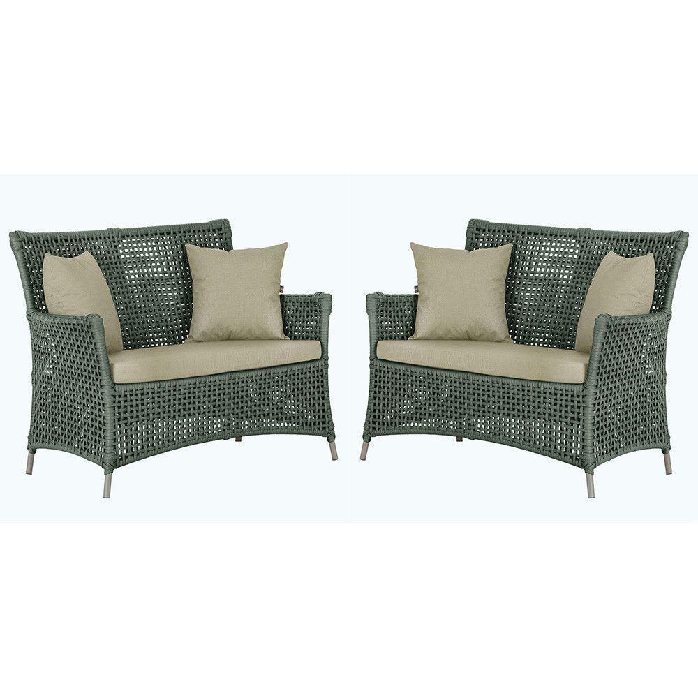 2 Sofás Área Externa Igapó Alumínio Fendi Corda Náutica E7 Verde - 1