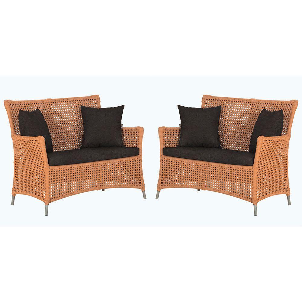 2 Sofás Área Externa Igapó Alumínio Fendi Corda Náutica E9 Terra Cota - 1