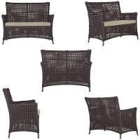 2 Sofás E Mesa Igapó Alumínio Preta Corda Náutica E7 Trama Marrom - 7