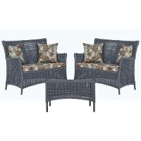 2 Sofás E Mesa Igapó Alumínio Preta Corda Náutica E6 Trama Prata - 1