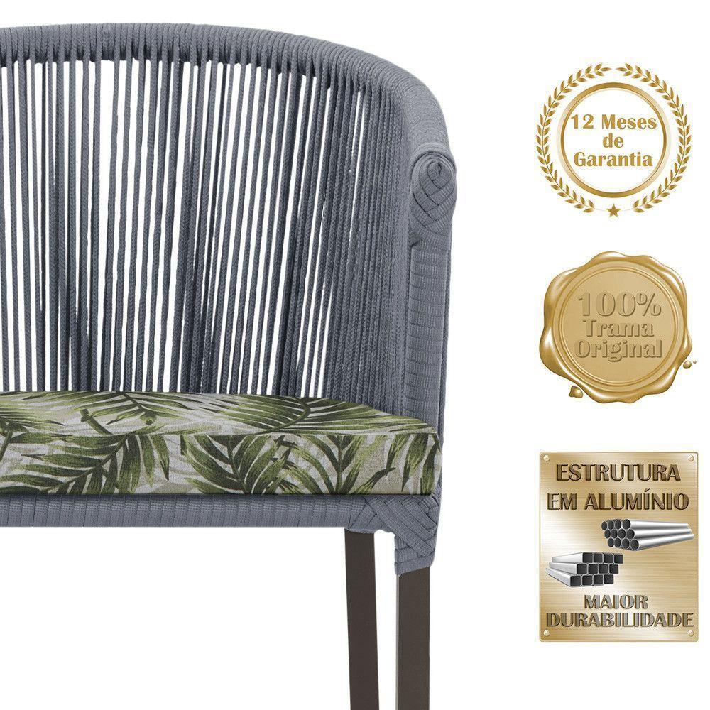 2 Cadeiras De Jantar Noronha Marrom Corda Náutica E5 Trama Prata - 3