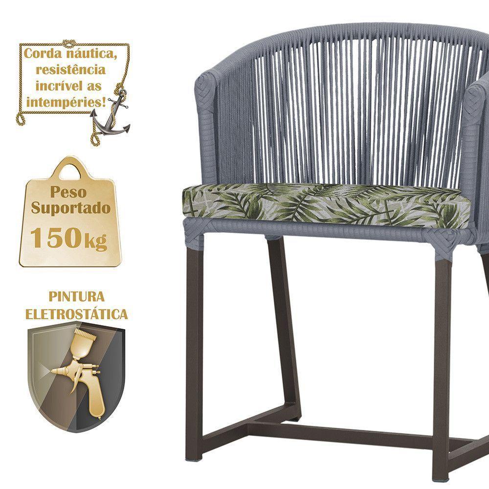 2 Cadeiras De Jantar Noronha Marrom Corda Náutica E5 Trama Prata - 4