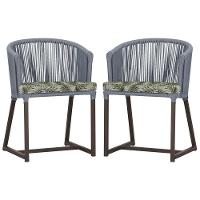 2 Cadeiras De Jantar Noronha Marrom Corda Náutica E5 Trama Prata - 1