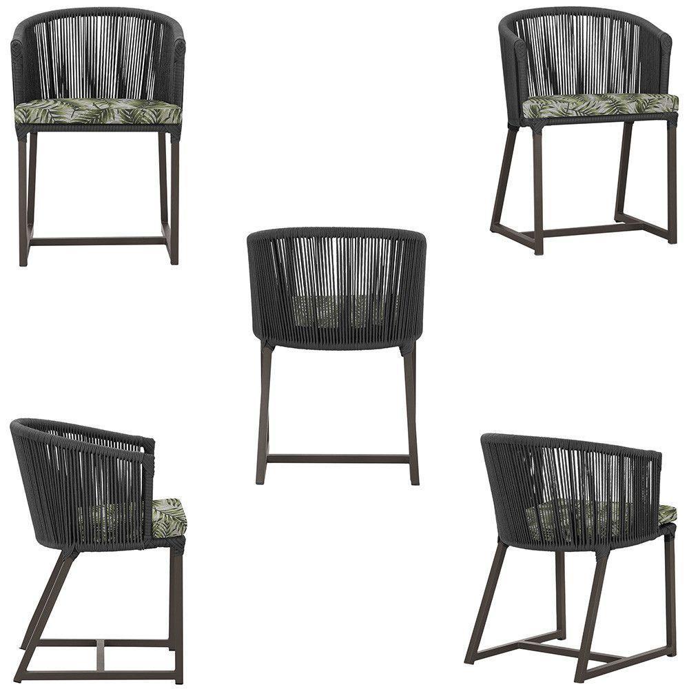 2 Cadeiras De Jantar Noronha Marrom Corda Náutica E5 Trama Preto - 5