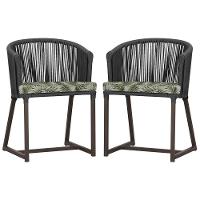 2 Cadeiras De Jantar Noronha Marrom Corda Náutica E5 Trama Preto - 1