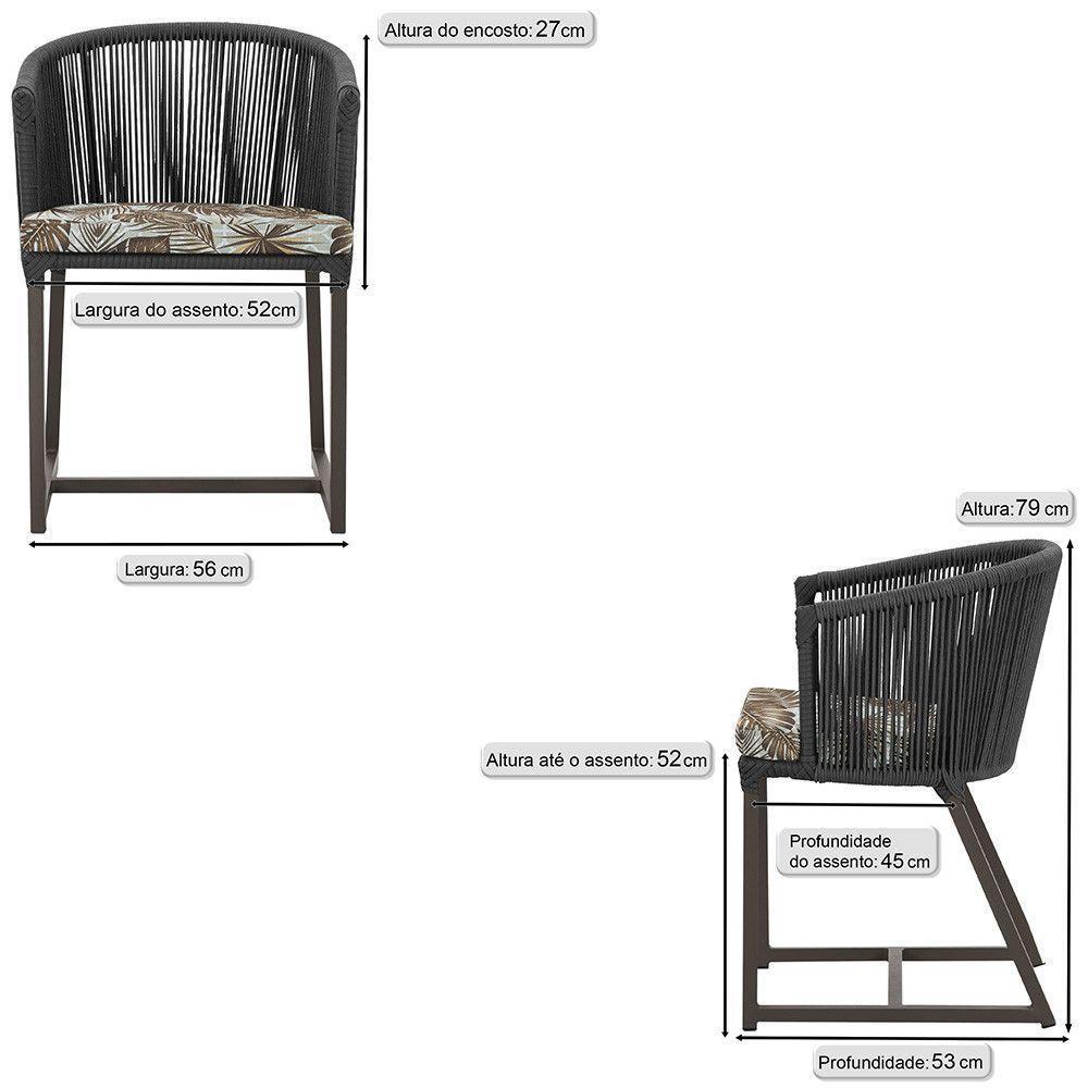 2 Cadeiras De Jantar Noronha Marrom Corda Náutica E6 Trama Preto - 2