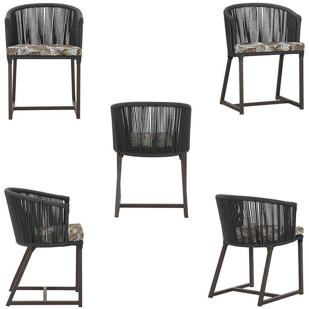 2 Cadeiras De Jantar Noronha Marrom Corda Náutica E6 Trama Preto - 5