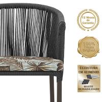 2 Cadeiras De Jantar Noronha Marrom Corda Náutica E6 Trama Preto - 3