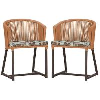 2 Cadeiras De Jantar Noronha Marrom Corda Náutica E6 Trama Terra Cota - 1