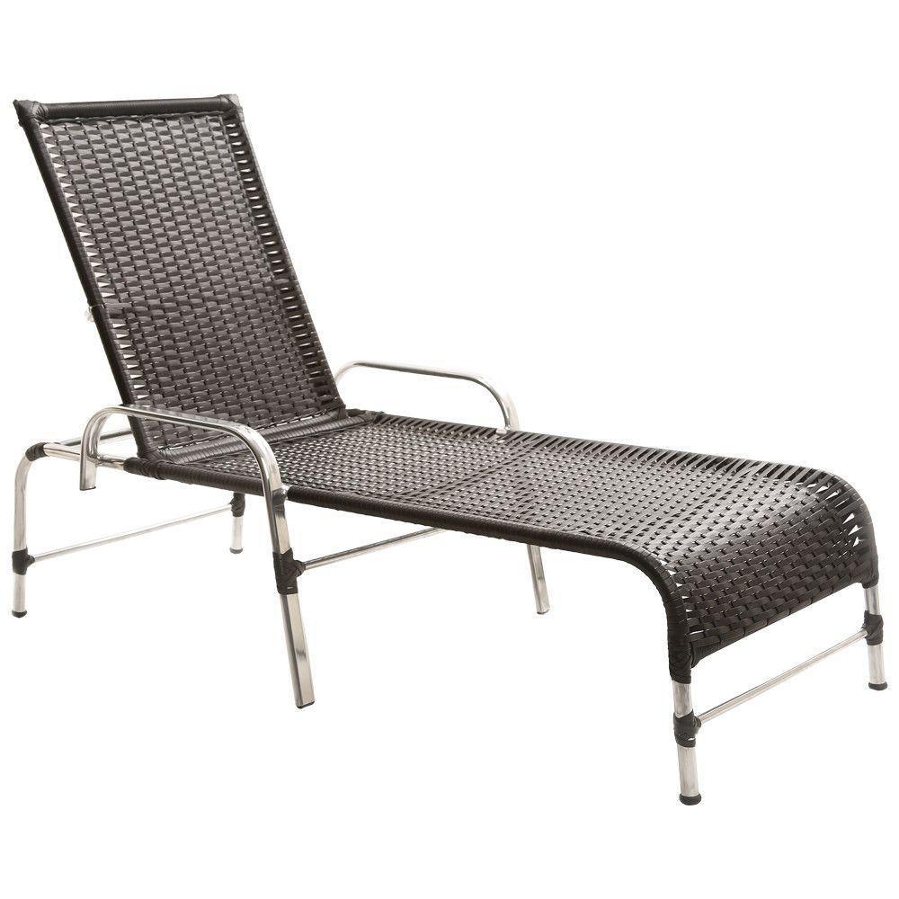 3 Espreguiçadeiras E Mesa Para Piscina Área Trama Original Preto - 2