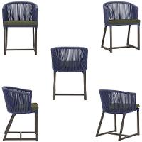 Mesa E 6 Cadeiras Jantar Noronha Marrom E13 Trama Original Azul - 5