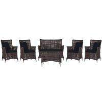 Jogo Sofá 4 Poltronas E Mesa Igapó Fendi E12 Trama Original Marrom - 1