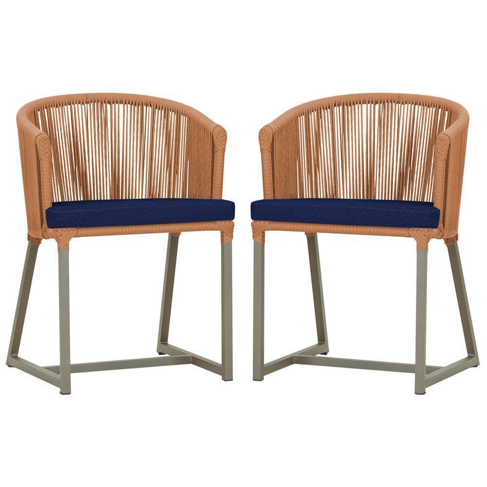 2 Cadeiras De Jantar Noronha Fendi Corda Nautica E10 Trama Terra Cota - 1