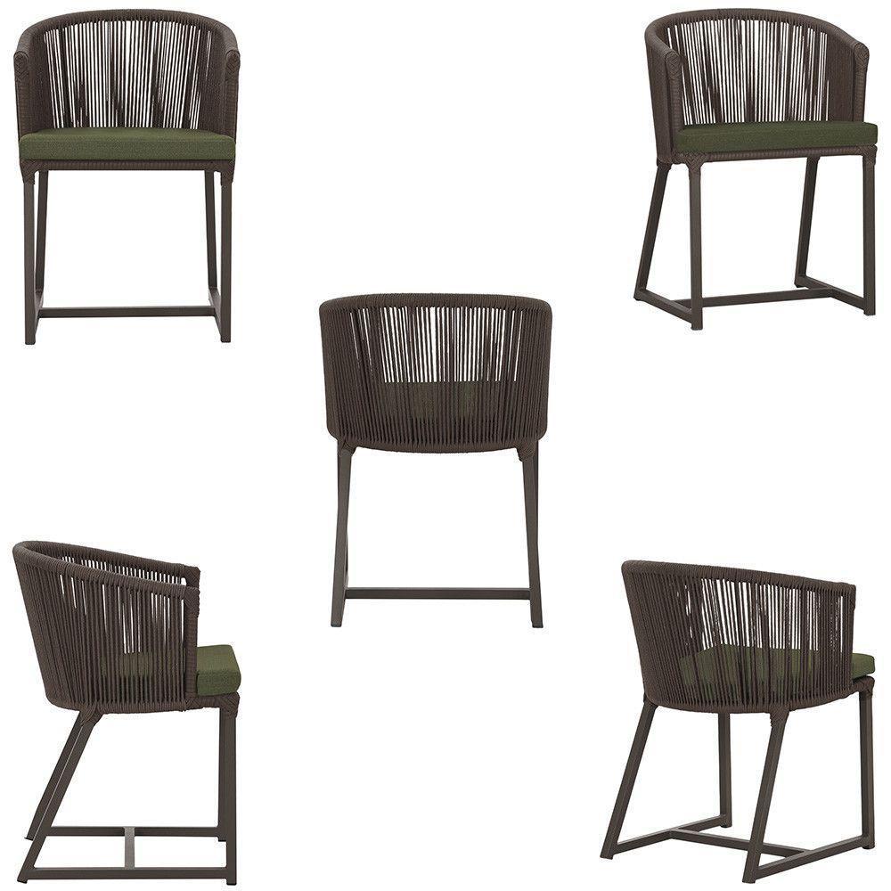 Mesa E 6 Cadeiras Jantar Noronha Marrom E13 Trama Original Marrom - 5