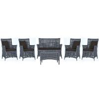 Jogo Sofá 4 Poltronas E Mesa Igapó Preta E9 Trama Original Prata - 1