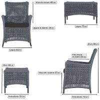 Jogo Sofá 4 Poltronas E Mesa Igapó Preta E9 Trama Original Prata