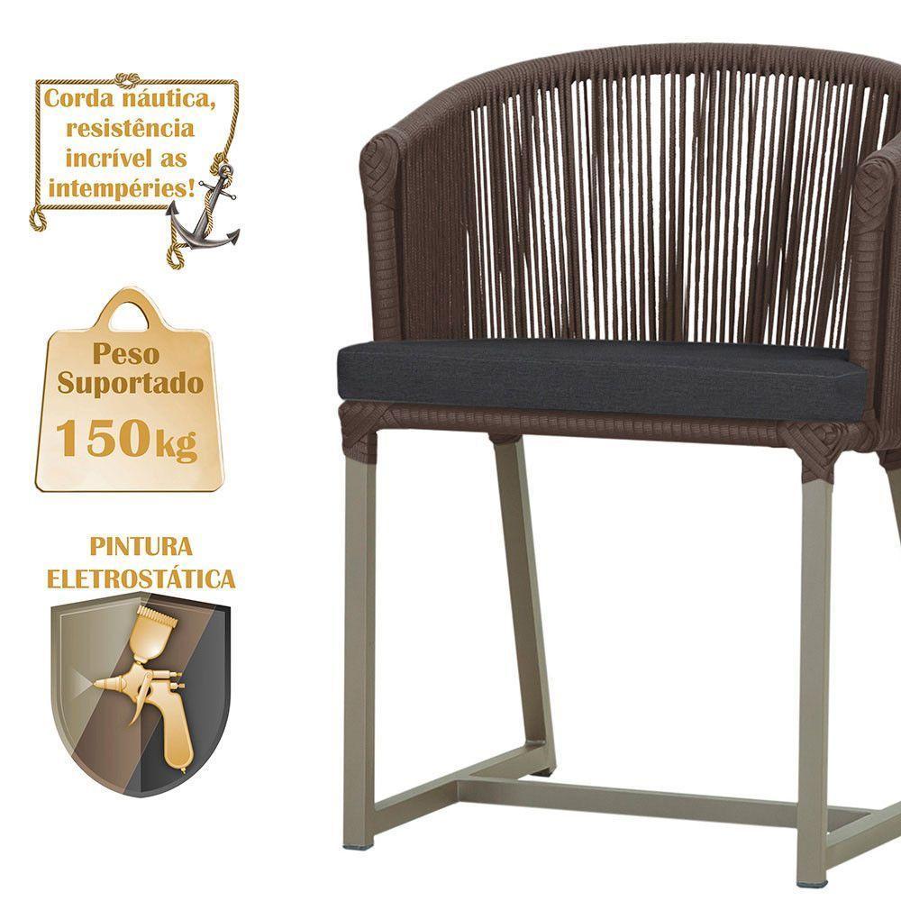 Mesa Com 4 Cadeiras E Noronha Estofado 11 Trama Original Marrom - 4