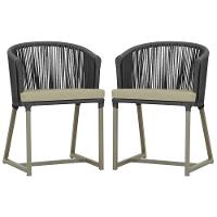 2 Cadeiras De Jantar Noronha Fendi Corda Náutica E7 Trama Preto - 1