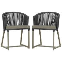 2 Cadeiras De Jantar Noronha Fendi Corda Náutica E8 Trama Preto - 1