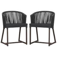 2 Cadeiras De Jantar Noronha Marrom Corda Náutica E11 Trama Preto - 1