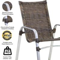 6 Cadeiras Emily E Mesa Em Alumínio Trama Original Argila - 7