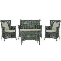 Jogo Sofá 2 Poltronas E Mesa Igapó Marrom E3 Trama Original Verde - 1