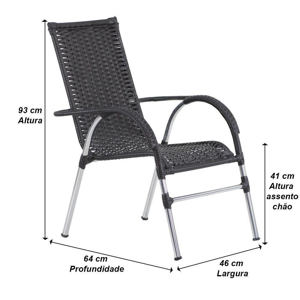 Conjunto De Cadeiras E Mesa De Centro Área Trama Original Preto - 5