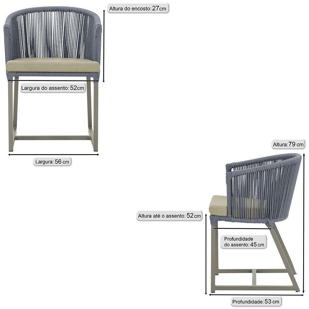 2 Cadeiras De Jantar Noronha Fendi Corda Náutica E7 Trama Prata - 2
