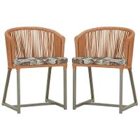2 Cadeiras De Jantar Noronha Fendi Corda Náutica E6 Trama Terra Cota - 1