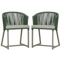 2 Cadeiras De Jantar Noronha Fendi Corda Náutica E3 Trama Verde - 1