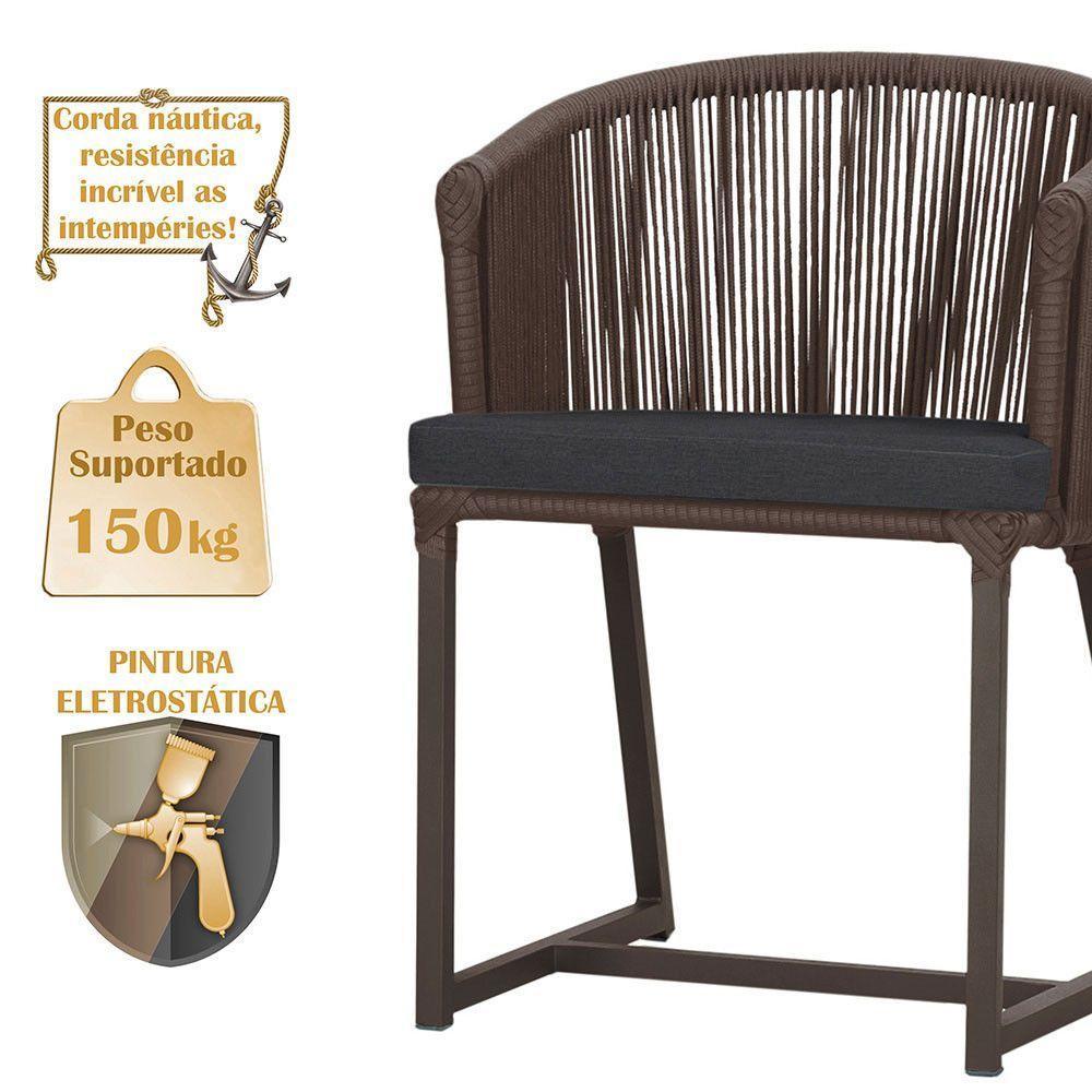 Mesa Com 4 Cadeiras E Noronha Estofado 11 Trama Original Marrom - 4