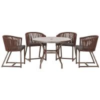 Mesa Com 4 Cadeiras E Noronha Estofado 11 Trama Original Marrom - 1