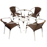 Jogo Turin 4 Cadeiras E Mesa Em Alumínio Trama Original Pedra Ferro - 1