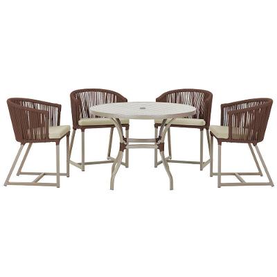 Mesa Com 4 Cadeiras E Noronha Estofado 7 Trama Original Marrom
