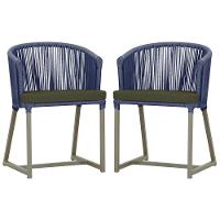 2 Cadeiras De Jantar Noronha Fendi Corda Náutica E13 Trama Azul - 1