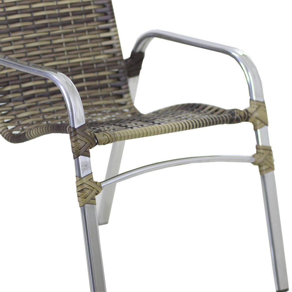 6 Cadeiras Emily E Mesa Em Alumínio Trama Original Cappuccino - 7