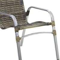 6 Cadeiras Emily E Mesa Em Alumínio Trama Original Cappuccino - 7