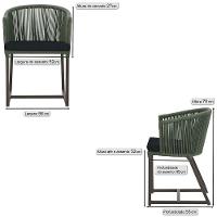 2 Cadeiras De Jantar Noronha Marrom Corda Náutica E12 Trama Verde - 2