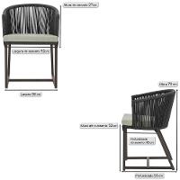 2 Cadeiras De Jantar Noronha Marrom Corda Náutica E3 Trama Preto - 5