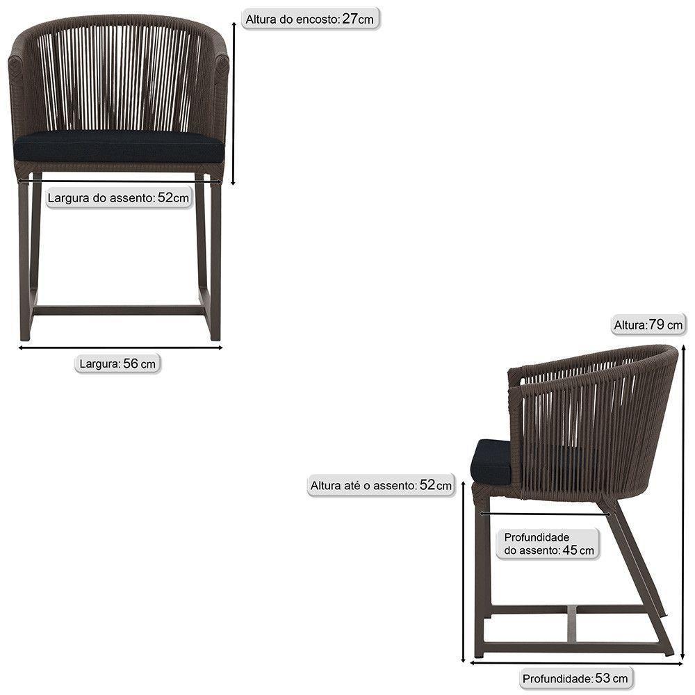 2 Cadeiras De Jantar Noronha Marrom Corda Náutica E12 Trama Marrom - 2