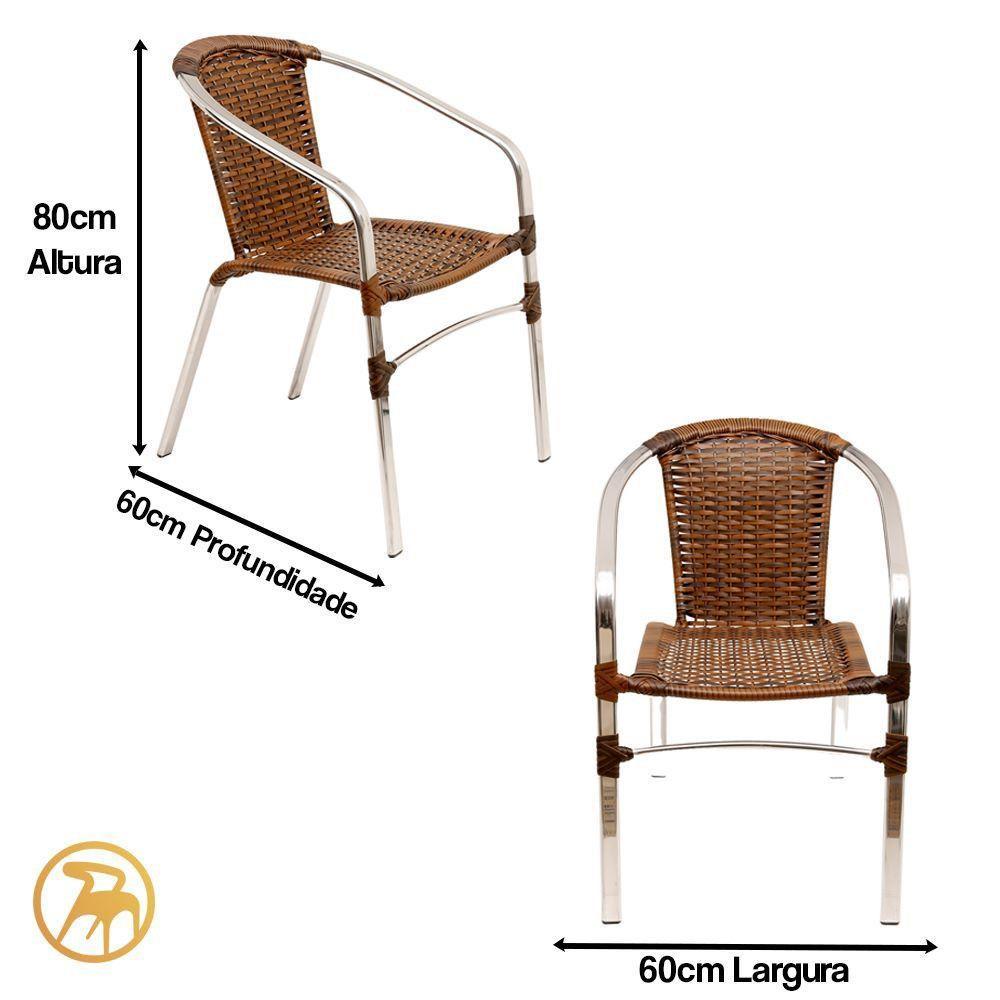 Jogo Turin 4 Cadeiras E Mesa Em Alumínio Trama Original Argila - 7