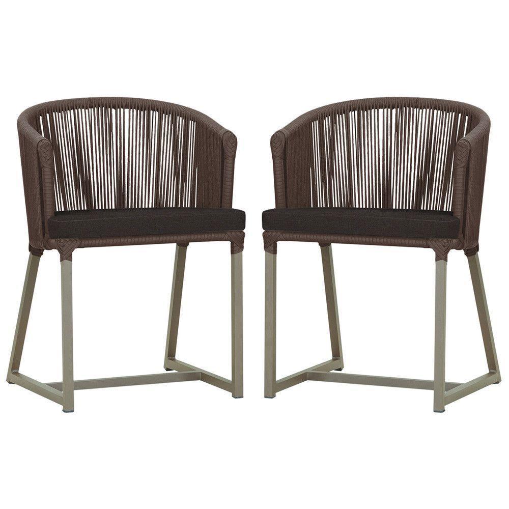 2 Cadeiras De Jantar Noronha Fendi Corda Náutica E9 Trama Marrom - 1