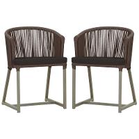 2 Cadeiras De Jantar Noronha Fendi Corda Náutica E9 Trama Marrom - 1