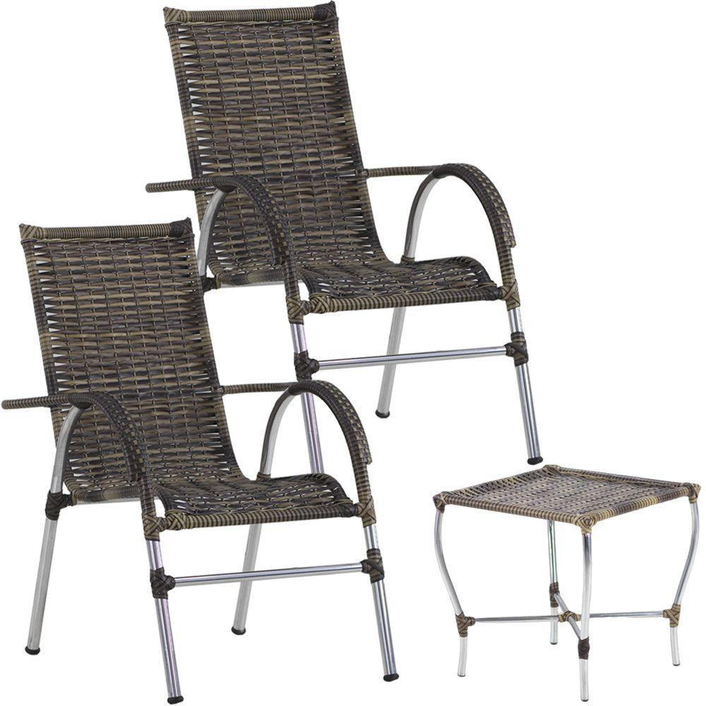 Conjunto De Cadeiras E Mesa De Centro Área Trama Original Cappuccino - 1