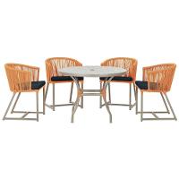 Mesa Com 4 Cadeiras E Noronha Estofado 12 Trama Original Terra Cota - 1