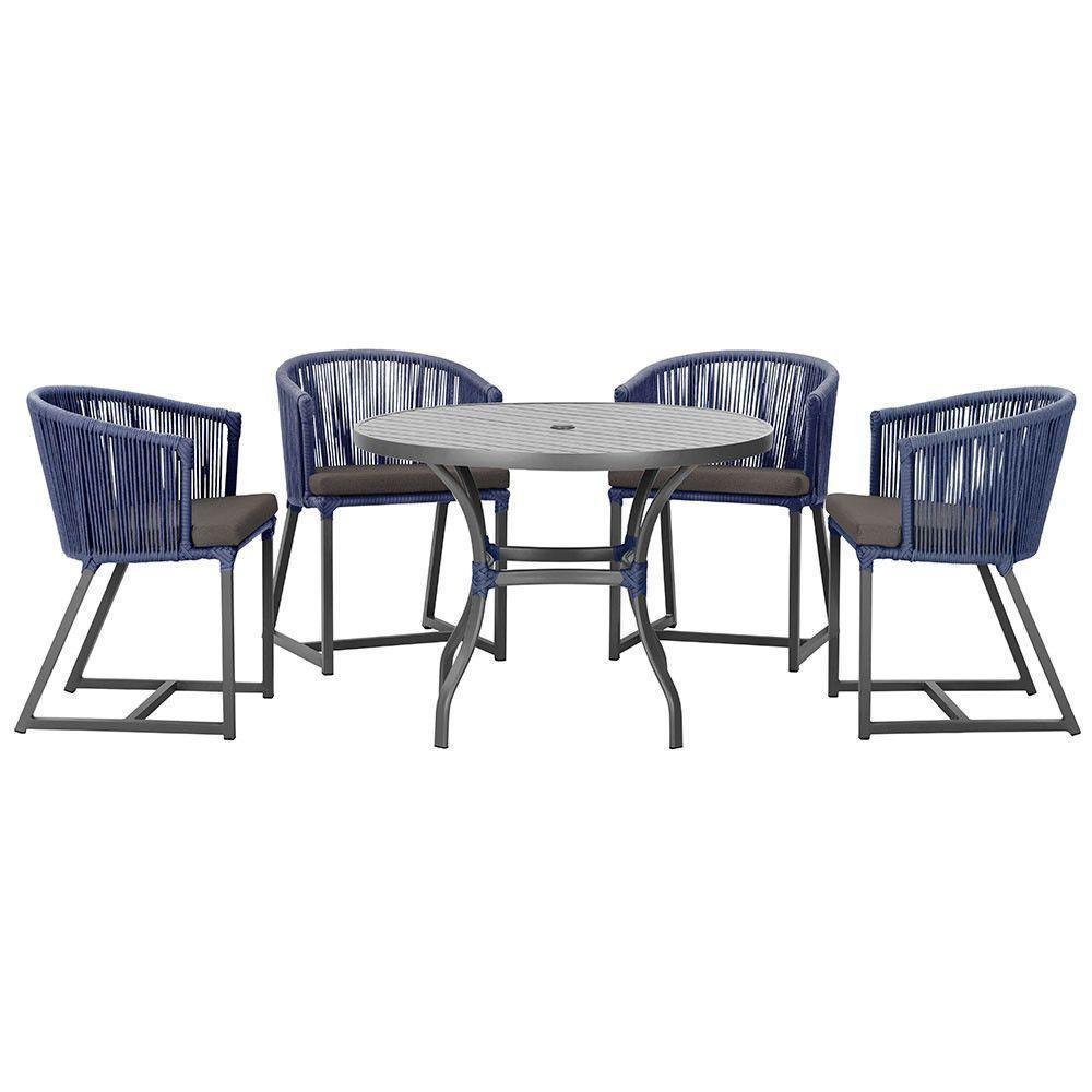 Mesa Com 4 Cadeiras E Noronha Estofado 11 Trama Original Azul - 1