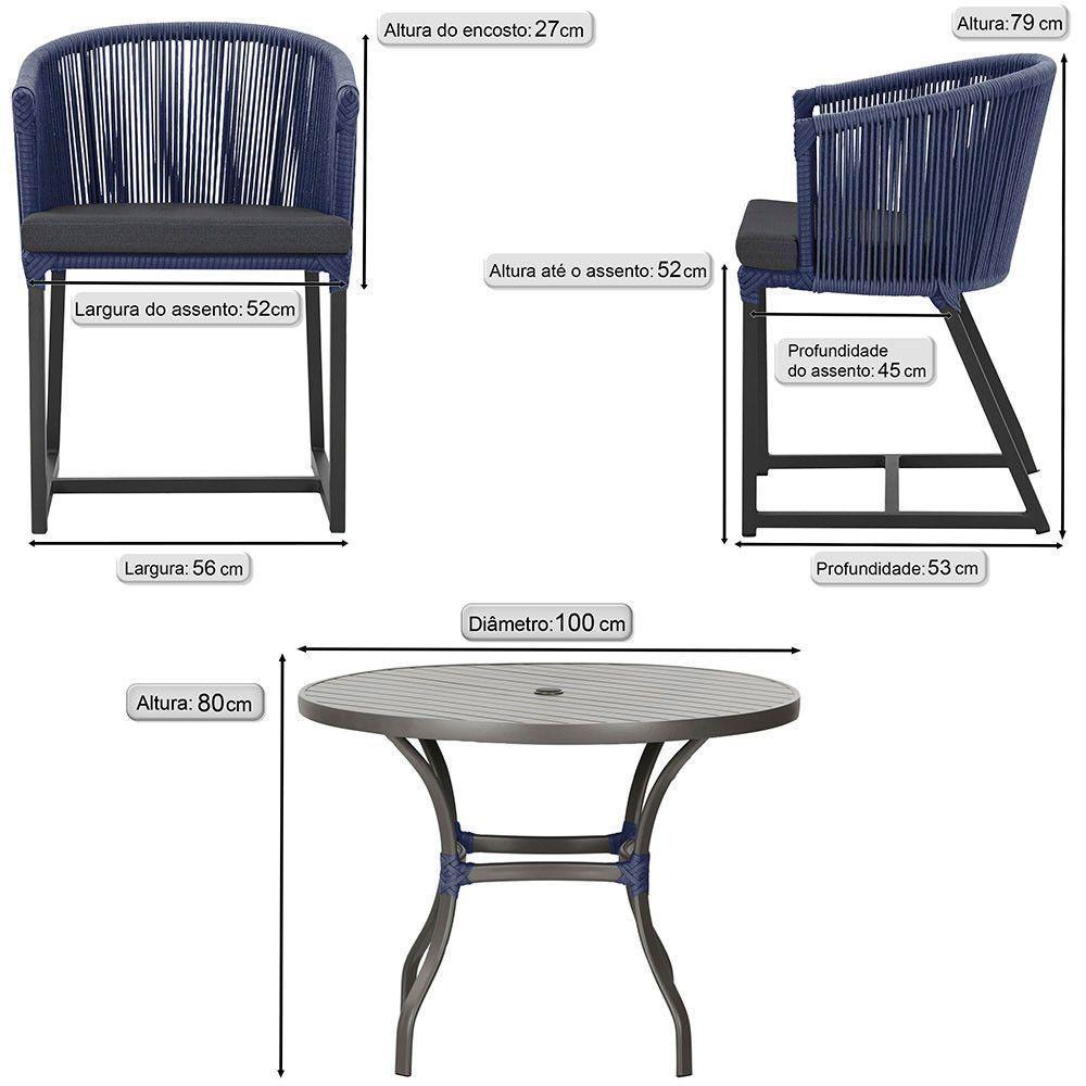 Mesa Com 4 Cadeiras E Noronha Estofado 11 Trama Original Azul - 2