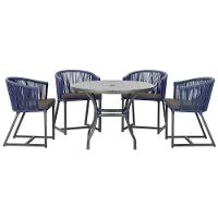 Mesa Com 4 Cadeiras E Noronha Estofado 11 Trama Original Azul - 1