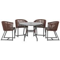 Mesa Com 4 Cadeiras E Noronha Estofado 11 Trama Original Marrom - 1